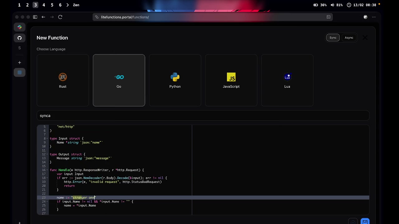 LiteFunctions console